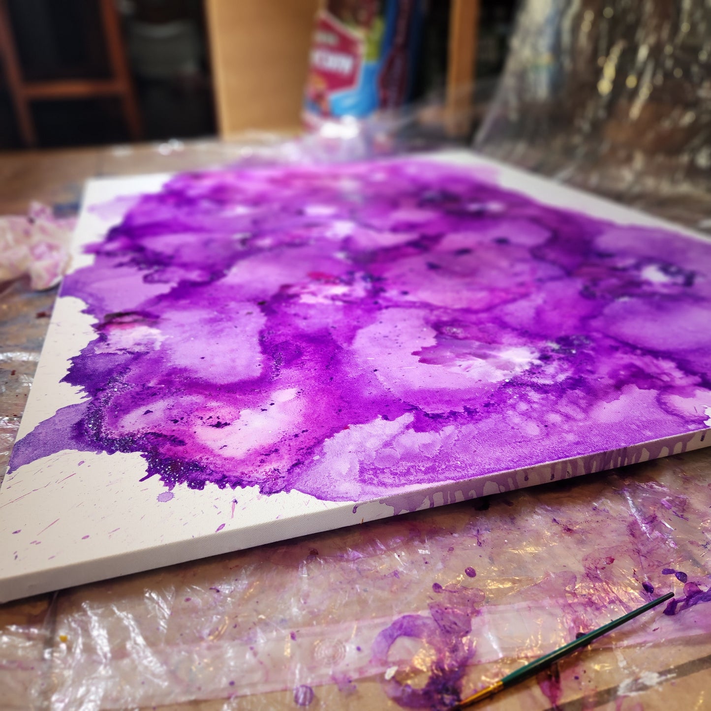 Alcohol Ink Purple Abstract Painting