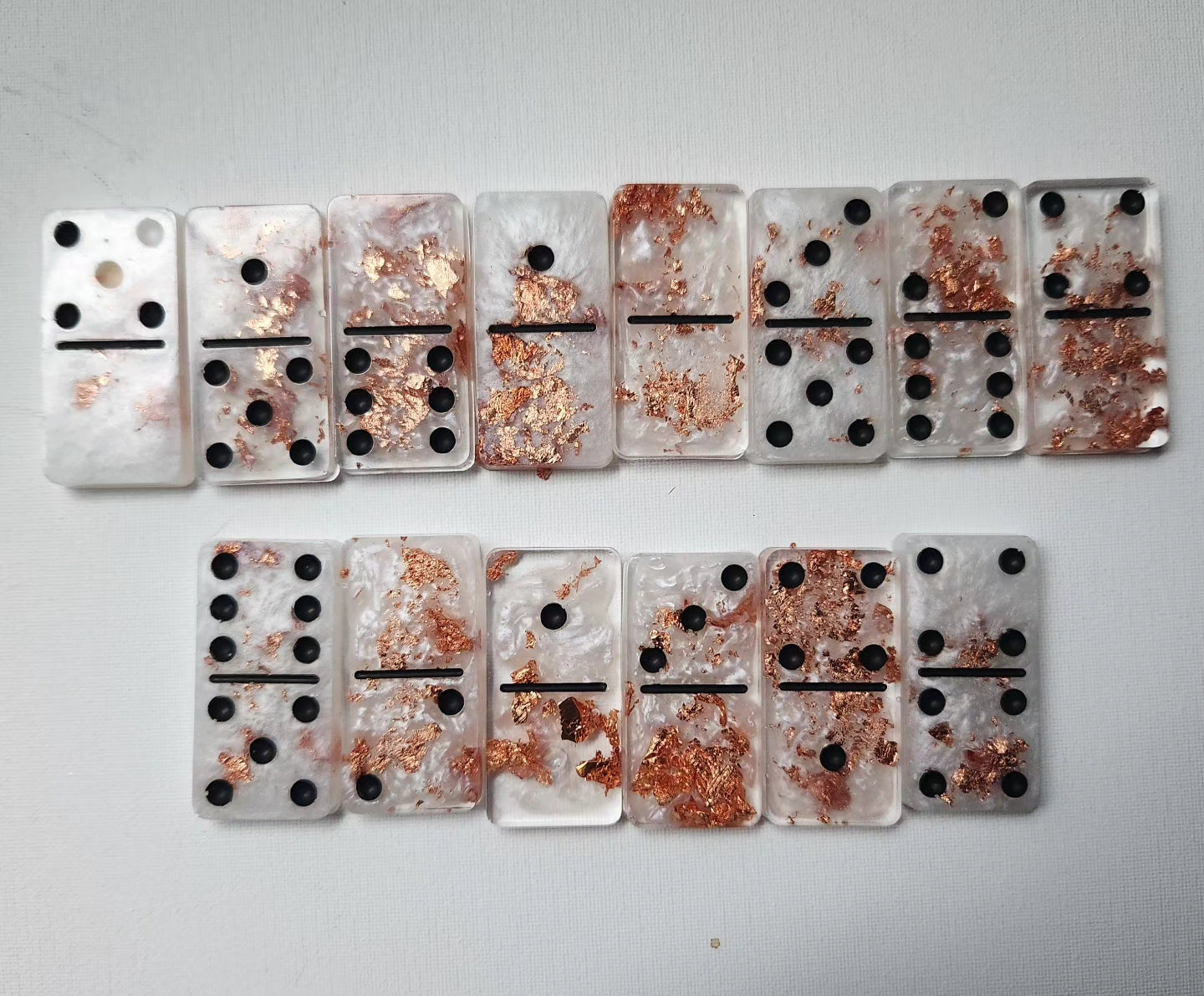 Resin Dominoes - Crystal, White, Coppper