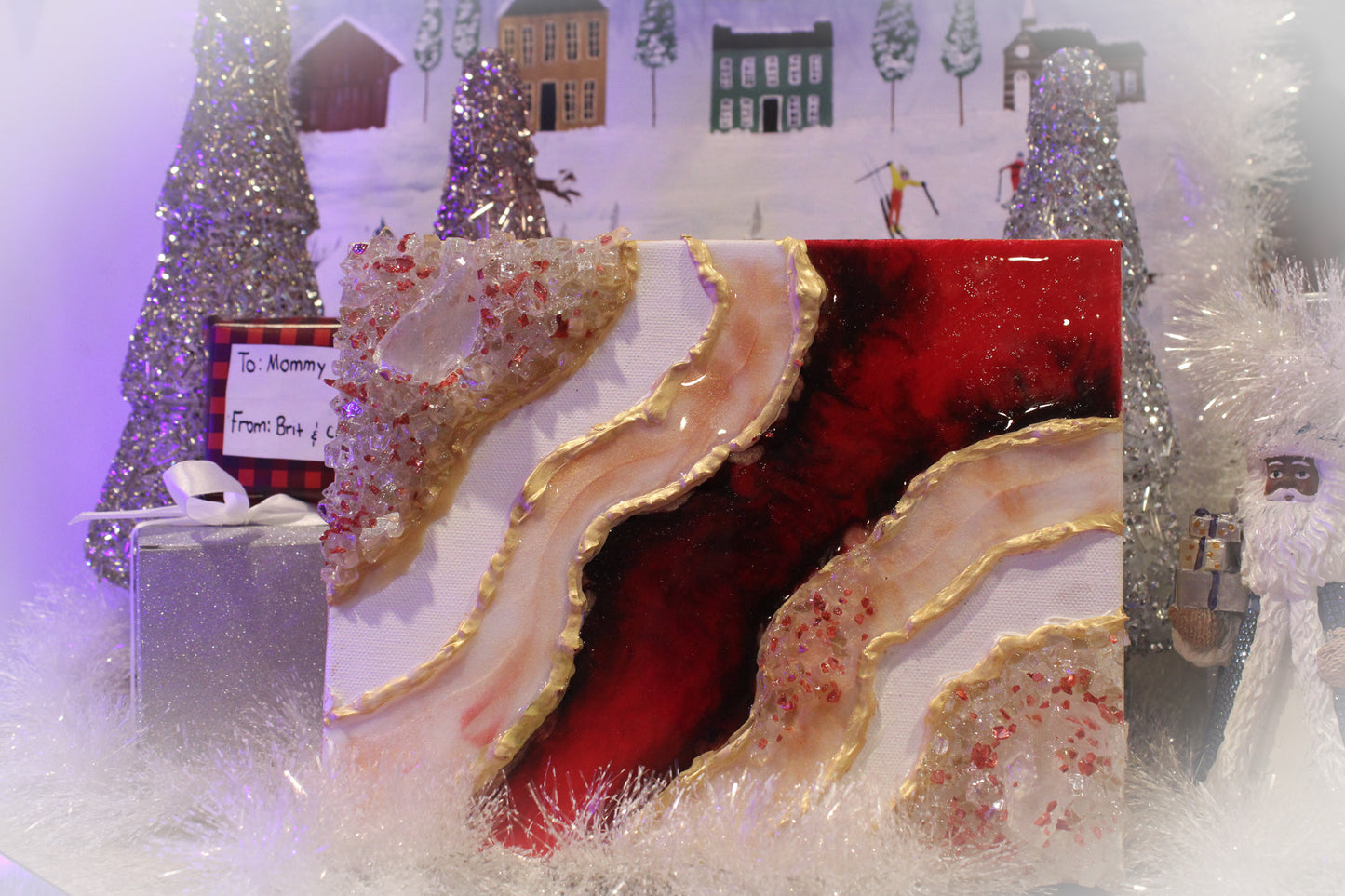 Geode Painting/Art Resin Painting/Red Painting/Crsytal Painting